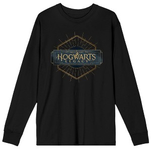 Hogwarts Legacy Hexagon Logo Crew Neck Long Sleeve Men's Black Tee - 1 of 3
