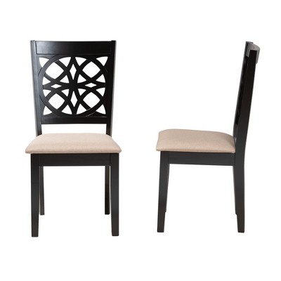 Abigail Beige Fabric and Dark Brown Wood Dining Chair Set