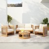 4 Piece Acacia Wood Patio Conversation Set with Curved Chairs Loveseat and Table Rope Accent Outdoor Seating with Cushions-Maison Boucle - 2 of 4