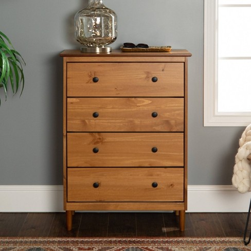 Stiva Classic Mid-Century Modern Vertical 4 Drawer Dresser Caramel -  Saracina Home