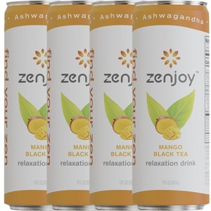 Zenjoy Mango Black Tea Relaxation Drink - Calming Drink with Ashwagandha, Lemon Balm & L-Theanine for Enhanced Focus - 12oz Cans - 1 of 4