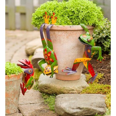 Wind & Weather Metal Frog Pot Huggers, Set of 3