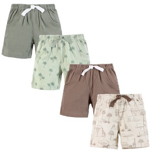Hudson Baby Infant Boy Shorts Bottoms 4-Pack, Safari Scene - 1 of 4
