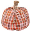 Northlight Plush Ribbed Plaid Fall Harvest Pumpkin - 8" - Orange and Green - 3 of 4