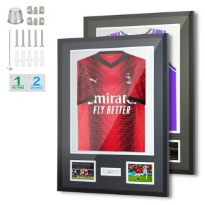 MUKE Jersey Display Case with Lock, UV Protection & Pinboard, Jersey Shadow Box Frame for Photos & Autographs - 1 of 4