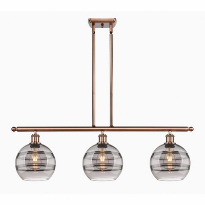 Rochester - 3 Light Stem Hung Island In Industrial Style-10.38 Inches Tall and 36 Inches Wide