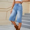 Women's Summer Wide Leg Denim Shorts Loose High Rise Jorts Casual Bermuda Knee Length Jeans Shorts - 2 of 4