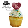 Elon University Phoenix Logo Heart Love Cupcake Picks Toppers Decoration Set of 6 - 3 of 4