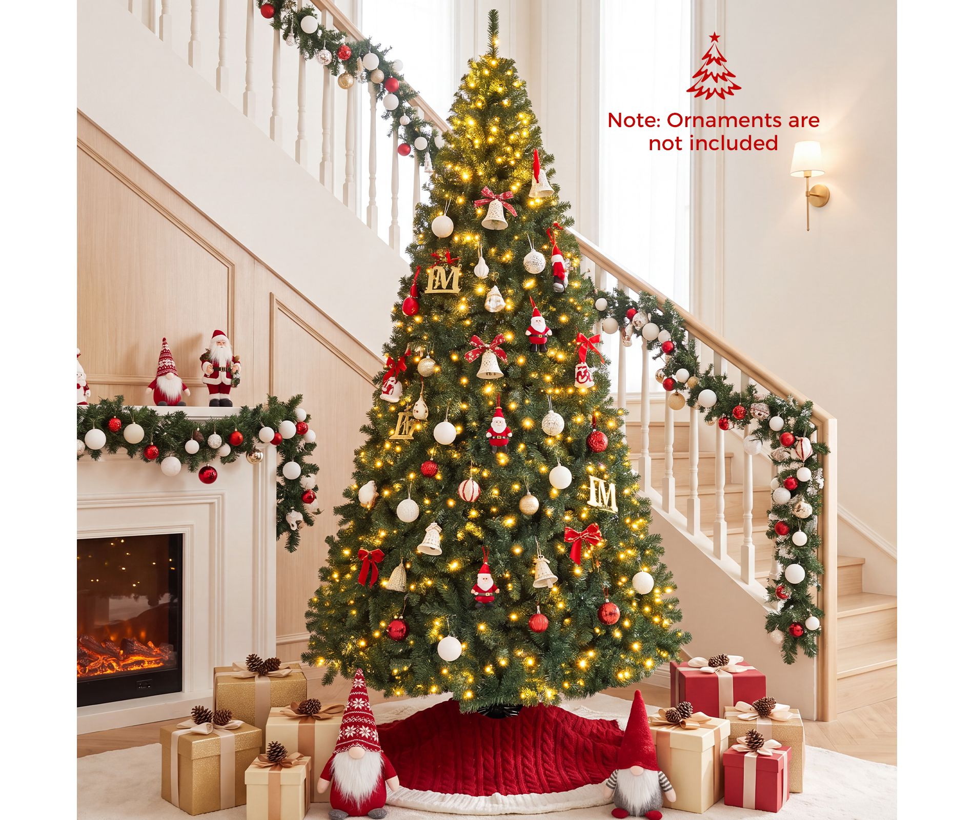 Costway 9Ft Pre-Lit Artificial Christmas Tree Hinged 1000 LED Lights