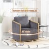 CAVINAS Swivel Accent Chair, Boucle Fabric Sofa Chair with Rattan Frame and Metal Base, Barrel Living Room Chair for Bedroom - 3 of 4