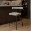 HomeRoots 30" Green and Black Chenille and Steel Low Back Bar Height Bar Chair - 2 of 4
