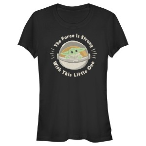 Juniors Womens Star Wars The Mandalorian The Child 2D Bassinet Force Is Strong T-Shirt - 1 of 3
