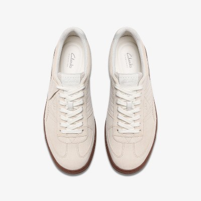 Clarks Mens Craft Rally Ace Off White Suede Shoes 10 Medium — фото 7