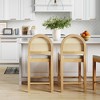 Wood Rattan Counter Barstool Warm Pine/Cream Linen - Nathan James: Bohemian Style, Cushioned Seat, 300 lbs Capacity - image 2 of 4