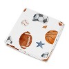 Sweet Jojo Designs Boy Fabric Storage Toy Bin Watercolor Sports Theme Blue Brown and Orange - 4 of 4