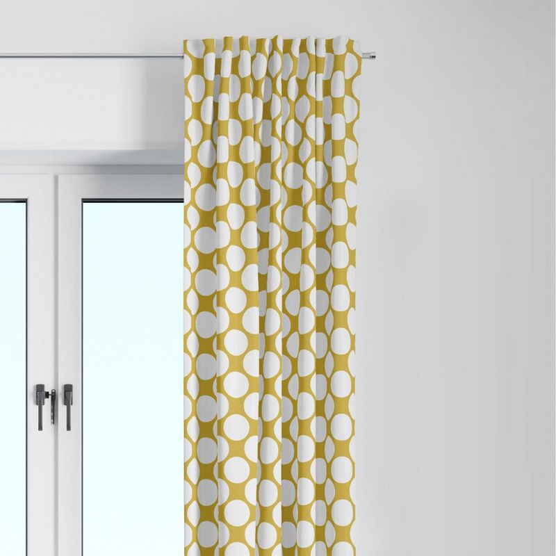 Bacati - Large Dots Yellow Cotton Printed Single Window Curtain Panel, 1 of 5