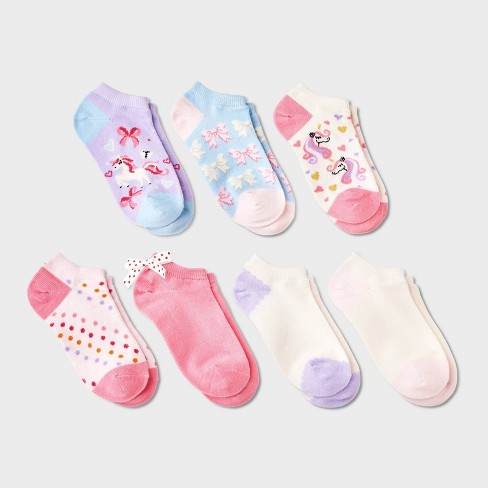 Girls' 7pk Low Cut Unicorn Socks - Cat & Jack™ Pink : Target