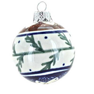 Blue Rose Polish Pottery Evergreen Christmas Ball