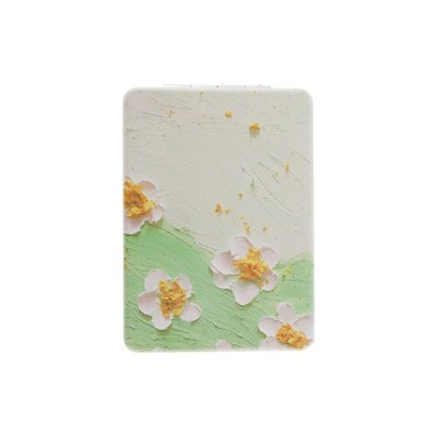 Unique Bargains Rectangular Hand-drawn Makeup Mirror Green 1 Pc