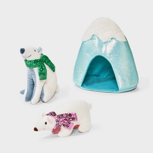 Polar Bears Dog Interactive Plush Toy Set - 3pcs - Boots & Barkley™ - 1 of 3