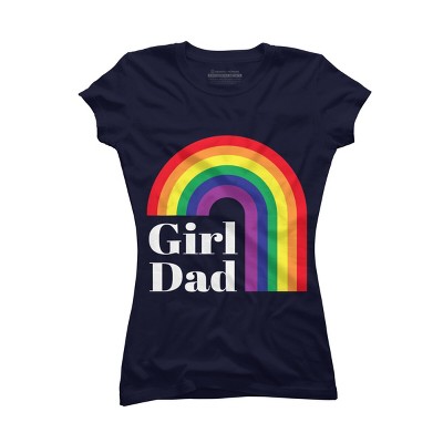 Adult Design By Humans Father's Day Girl Dad Pride Rainbow By KangThien T-Shirt
