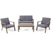ONWITH Temecula Outdoor Acacia Wood 4-Seater Chat Set_Loveseat&Coffee Table&2 Club Chairs - 2 of 4