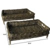 HomeRoots Set of Two Brown And Gray Rattan Hand Finished Serving Tray With Handles - 3 of 4