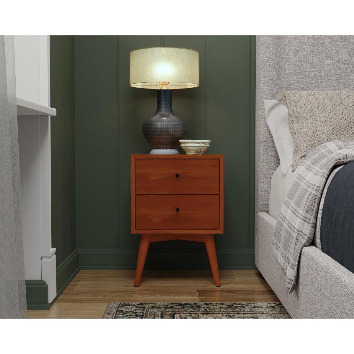 Flynn 2-Drawer Nightstand in Chestnut | Alpine Furniture - thumbnail 9