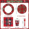 DYLIVeS Tartan Plaid with Snowflake Party Supplies,Tartan Plaid Decorations Disposable Dinnerware Set,Dinner Plates,Dessert Plates, Napkins Cups Forks - 2 of 4