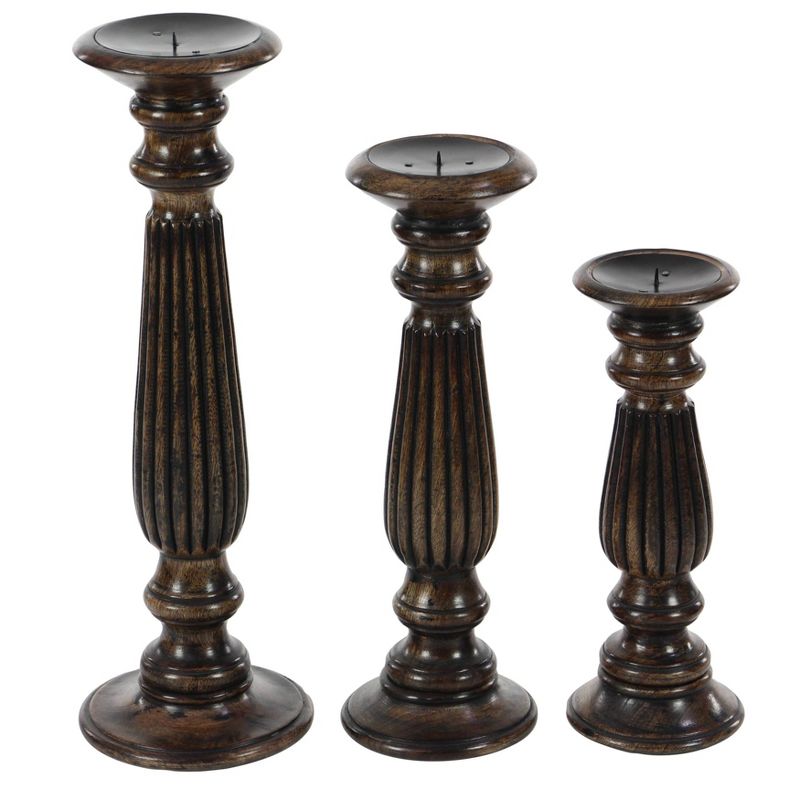 Traditional Candle Holder Set of 3 - Brown - Olivia &#38; May, 6 of 8