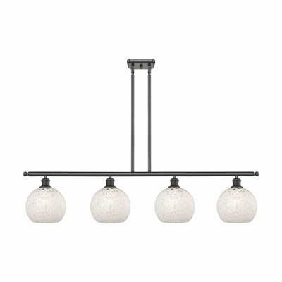 White Mouchette - 4 Light Stem Hung Island In Modern Style-10.5 Inches Tall and 48 Inches Wide