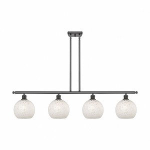 White Mouchette - 4 Light Stem Hung Island In Modern Style-10.5 Inches Tall and 48 Inches Wide - 1 of 1