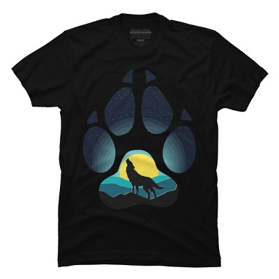 Men's Design By Humans Wolf's paw. The wolf and the moon By ArtistDreams T-Shirt