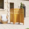 vidaXL 3-Panel Room Divider 47.8"x0.8"x45.3", Solid Acacia Wood - Foldable, Versatile Function, No Assembly Required, Brown, Farmhouse Style - 3 of 4