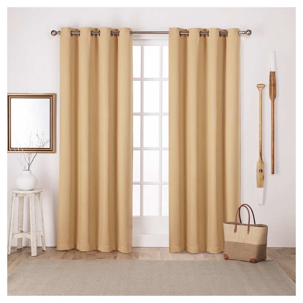 Photos - Curtains & Drapes Set of 2  Sateen Twill Weave Insulated Blackout Grommet Top Wind(108"x52")