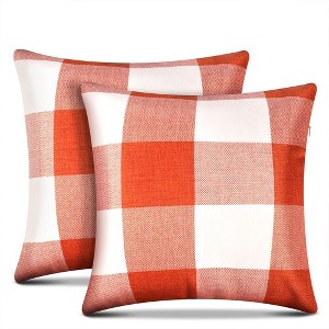 Throw Pillow Covers Linen Plaids 18 x 18 Inch Set of 2 - 1 of 4