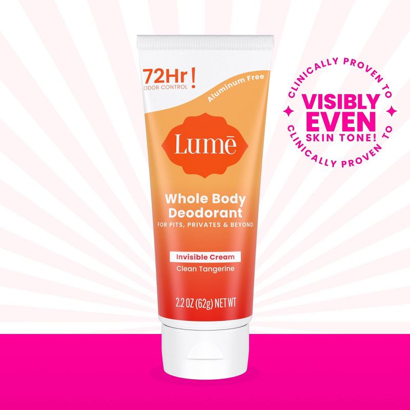 Lume Whole Body Women&#39;s Deodorant - Invisible Cream Tube - Aluminum Free - Clean Tangerine Scent - 2.2oz, 5 of 16