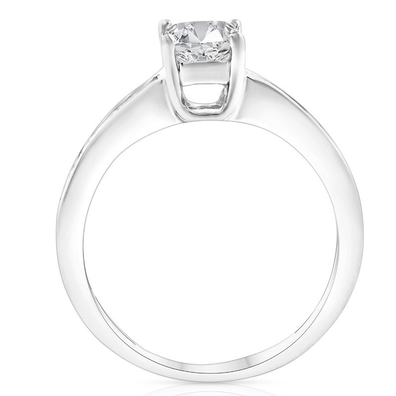 Pompeii3 1Ct Asscher Cut Moissanite & Princess Cut Diamond Engagement Ring 14k White Gold, 3 of 6