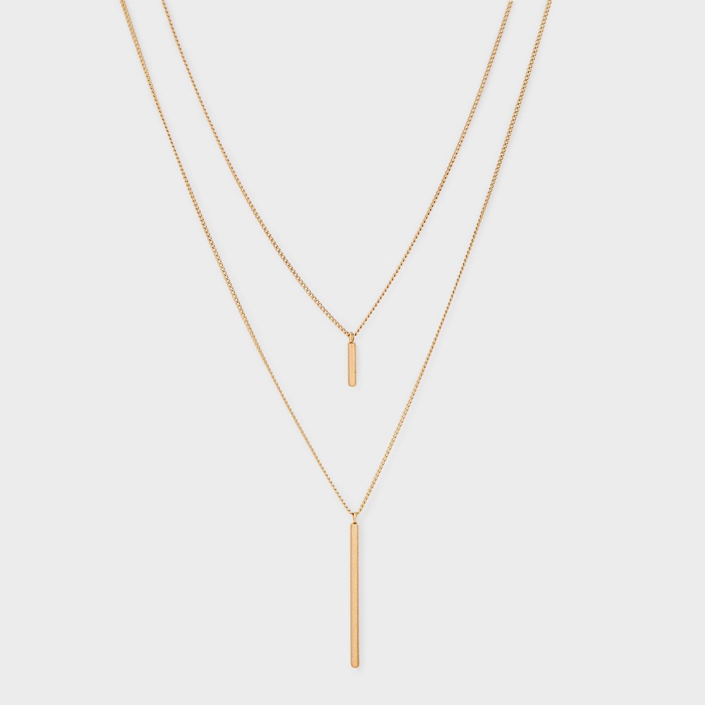 Bar Charm Layered Necklace - Universal Thread Gold