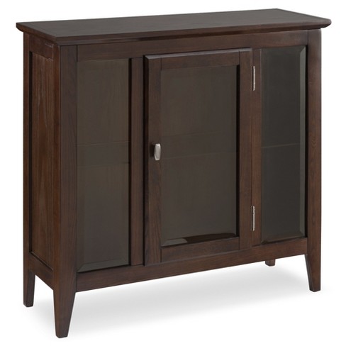 Entryway Curio Cabinet With Interior Light Chocolate Oak Leick