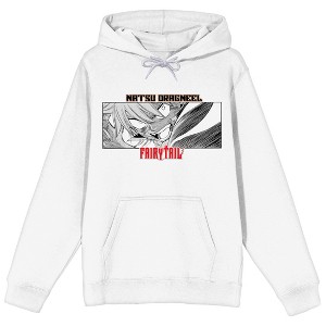 Fairy Tail Natsu Dragneel Long Sleeve Men's White Hooded Sweatshirt - 1 of 2