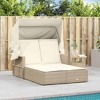 VidaXL Double Sun Lounger with Canopy and Cushions Beige Poly Rattan - 3 of 4
