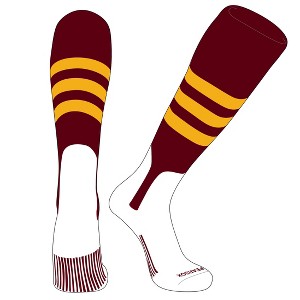 PEAR SOX OTC Baseball Softball Stirrup Socks (A, 7in) Cardinal, Gold (L) - 1 of 3