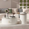 Round Coffee Table Set of 2, Rotatable Floral Top with 2 Drawers and Glass Side Table, Stylish Living Room Furniture - 2 of 4