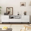 ORRD High Gloss Panel Modern TV Console, Entertainment Center with Storage Shelves for Living Room & Bedroom, Cloud White, 63x15.74x19.68 inches - 2 of 4