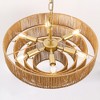 DORESshop Farmhouse 6-Light Boho Chandelier with Copper Finish and 4-Tier Rattan Shades for Dining Room, No Bulbs Included - 4 of 4