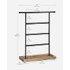 4-Tier Jewelry Organizer Stand with Base Tray, Vintage Style Display for Stud Earrings and Necklaces, Wood & Black - 4 of 4