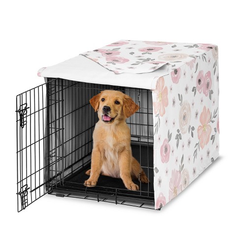 Sweet Jojo Designs Dog Crate Kennel Cover 36in. Watercolor Floral Pink and Grey - image 1 of 4