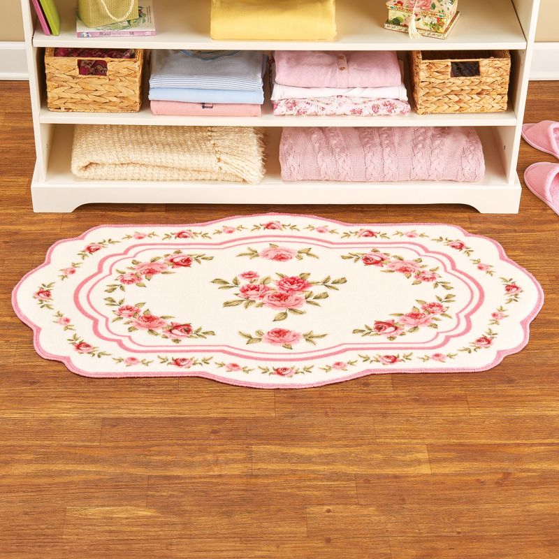 Collections Etc Tufted Rose Scalloped Edge Skid-Resistant Accent Rug, 2 of 6