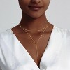 Lariat Gold Necklace for Women: Dainty 14K Gold Plated/Silver Y-Shaped Beaded Drop Chain, Trendy Gift - 3 of 4